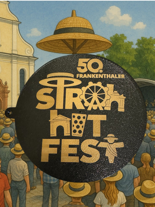 Strohhutfest 50 Jahre / Dubbeglas-Deckel 2.0  mit Ketten für Glas