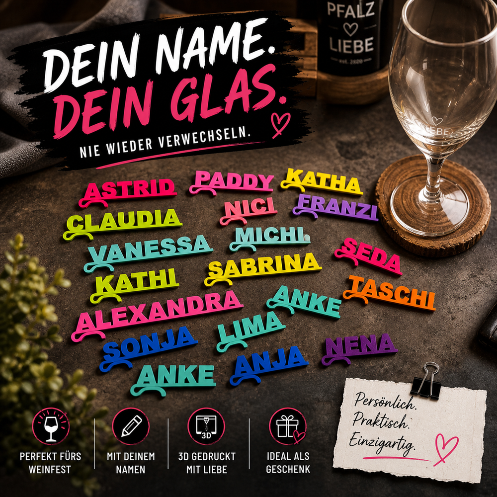 Namensschild für Wein, Dubbeglas usw. ( Arial Black  )