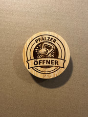 Rund Personalisierter Flaschenöffner aus Holz mit Gravur – Geschenkidee mit Wunschtext