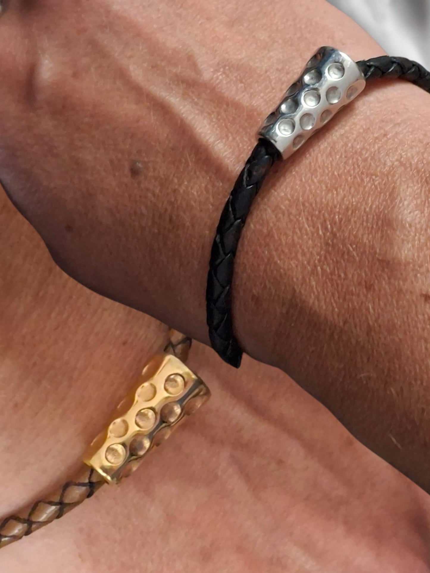 Dubbeglas Armband Edelstahl /Rosogold